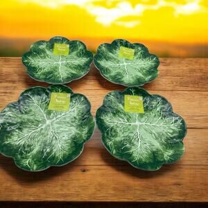 (4) Primrose Vintage Green Cabbage Melamine Spring Easter 11” Size Plates New